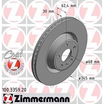Disco de freno ZIMMERMANN 100.3359.20 con características de alta calidad, fabricado en materiales duraderos, diseñado para un rendimiento óptimo en sistemas de frenos, compatible con una variedad de vehículos y con tecnología