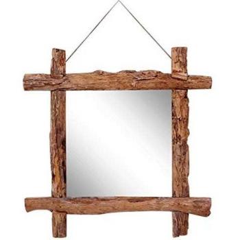vidaXL Log Mirror Natural 70x70 cm Solid Reclaimed Wood