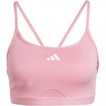 Sujetador deportivo de fitness adidas Essentials Aeroreact Light-Support rosa claro blanco - XS-AB