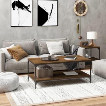 Mesa de centro madera contrachapada 100x50x40 cm Negro, Roble Sonoma, Roble ahumado - Mesita de Salón o Comedor o Auxiliar Mesa de Café Meuble Salón