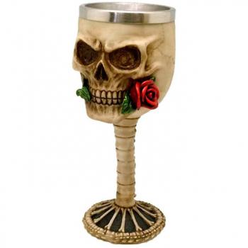 Copa Calavera Roja PUCKATOR - Tamaño 18.5x8x8cm - Resina y Acero Inoxidable