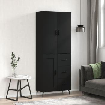 Aparador alto de madera contrachapada negro 69,5x34x180 cm