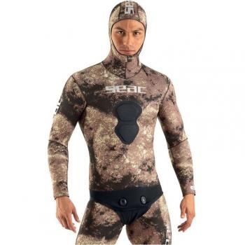 Chaqueta de pesca submarina Seac Gannet 3 mm marrón para hombre