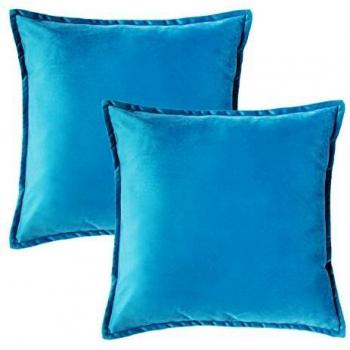 Bedsure Funda Cojin 40 x 40 Azul Celeste - Juego de 2 Fundas Cojines Decorativas de Terciopelo, Muy Suave, Funda de Almohada Cuadrada para Sofá, Dormitorio y Sala de Estar, con Cremallera