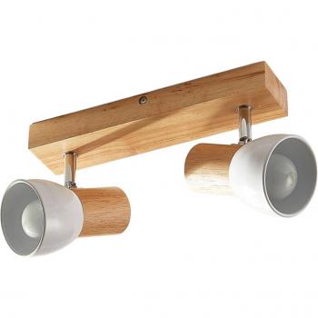 Lindby Thorin - Lámpara de techo de madera con 2 bombillas E14, diseño moderno para salón y comedor