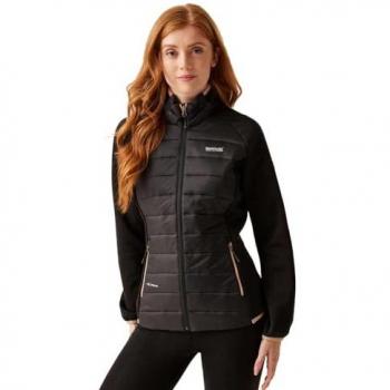 Regatta Women's Lightweight Insulated Water-Repellent Clumber V Hybrid Jacket - Black/Warm Taupe, Size 12