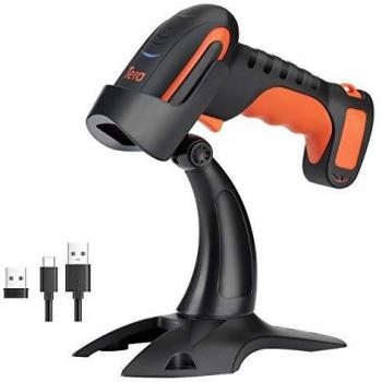 Tera 1D Lector de Código de Barras Bluetooth y Inalámbrico 2.4GHz con USB, Escáner de Código de Barras Láser de Mano con Soporte