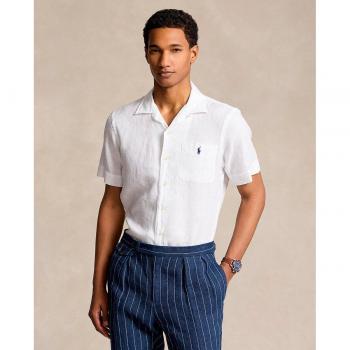 Ralph Lauren Classic Fit Short Sleeve Linen Shirt for Men - White, Size S