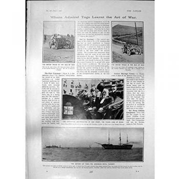 Impresión Antigua de Rey Alfonso X111 Presidente Loubet 1905 del Hombre de la Isla de los Ensayos del Motor