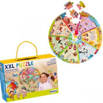 Puzzle XXL Descubre el Mundo - Puzzle educativo de gran tamaño, diseñado para niños, con ilustraciones detalladas del mapa mundial, fomenta la curiosidad y el aprendizaje sobre geografía, incluye piezas grandes y resistentes para facilitar su manipula