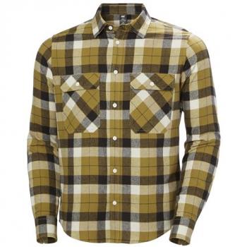Camisa de montaña Helly Hansen Lokka Flannel para hombre, manga larga, color marrón, fabricada en algodón orgánico