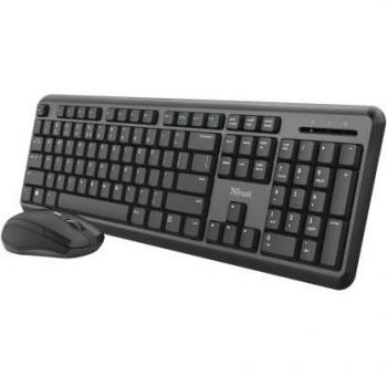 Trust Ody Wireless Keyboard and Mouse Combo, Silent Keys, QWERTY Spanish Layout, Black (23944)