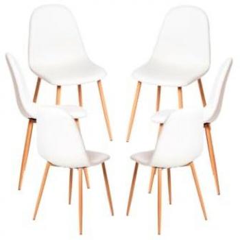 Pack 6 Sillas de Comedor Teok en Polipiel Blanco