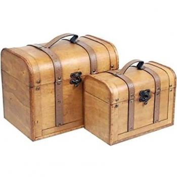 GS Baúl – Juego de 2 baúles de Madera, Estilo Retro, 30 x 24 x 20 cm