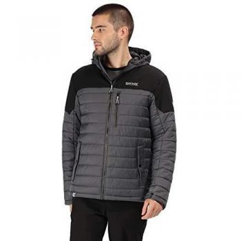 Regatta Orton - Chaqueta ligera con capucha para hombre, efecto de lana repelente al agua, con efecto Down-Touch, con capucha, Hombre, Chaquetas acolchadas, RMN139 69980, Imán/negro., XL