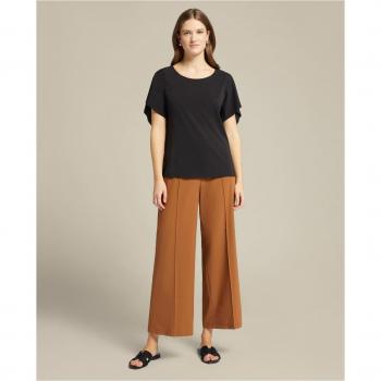 Pantalón ancho de mujer cropped con nervio delantero