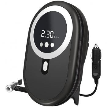Compresor Aire Coche Portátil - Auelek 12V 150 PSI Mini Bomba Inflador Electrónico con 3 Adaptadores de Boquilla, 3m Cable con Mechero