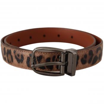 Dolce & Gabbana Brown Leopard Embossed Leather Buckle Belt - 75 cm / 30 Inches