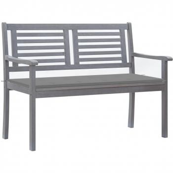 2-Seater Garden Bench with Cushion 120 cm Grey Eucalyptus Wood
