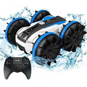 OMEW Coche Teledirigido Anfibio Coche de Control Remoto, Stunt Car Impermeable Anfibios en Agua y Tierra ,Coche radiocontrol Electric Juguetes para niños