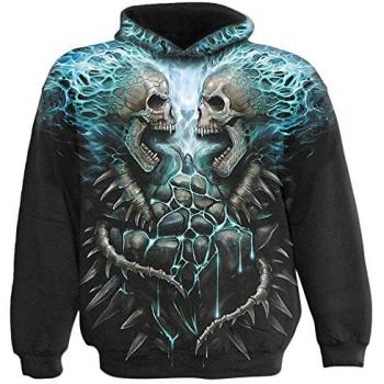 Spiral - Flaming Spine - Sudadera con Capucha - Estampado Integral - Negro - M