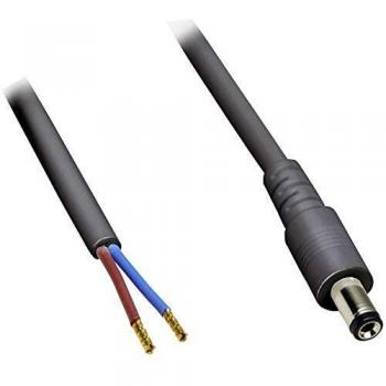 Cable de baja tensión BKL 075177 con conector 2.1/5.5 mm, negro, longitud 5.0 m, extremos abiertos