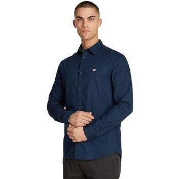 Tommy Jeans Blue Slim Poplin Shirt for Men - Size S