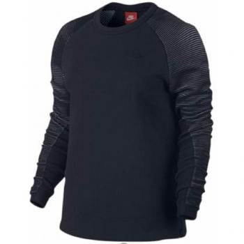 Nike W NSW TCH FLC CRW MX - Camiseta de manga larga para mujer, color negro, talla L