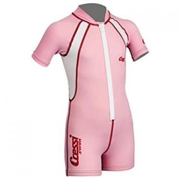 Traje corto de neopreno para bebés Cressi 1.5mm, unisex, color rosa/blanco, mangas cortas, talla L (4 años)