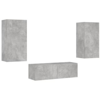 Mueble de TV multimedia con 3 estantes y luces LED grises para comedor, salón o dormitorio