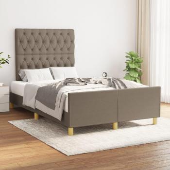 Cama Redonda con Cabecero Torora en Tela 120x190 cm Gris Taupe