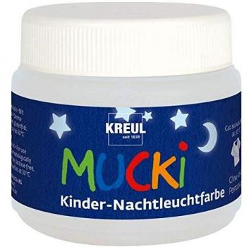 Pintura Infantil que Brilla en la Oscuridad MUCKI, Efecto Fosforescente, a Base de Agua, 150 ml, Vegana y Libre de Aditivos
