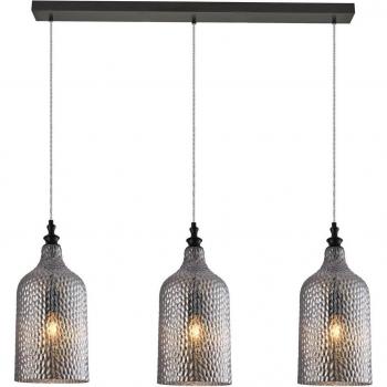 Lámpara colgante Lindby Drakar, 3 luces, gris, cristal, Ø 19,5 cm, Vintage, E27 para salón y comedor