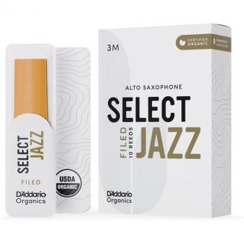 D'Addario Organic Select Jazz Alto Saxophone Reeds 3 Medium (Pack of 10)