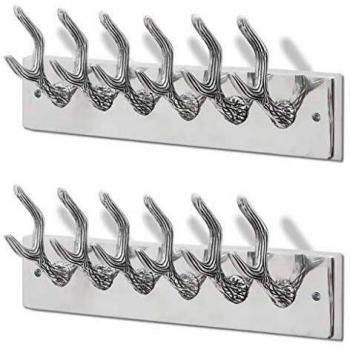 vidaXL 2X Percheros Aluminio Soluciones Organización para Casa Hogar Accesorios Sombreros Abrigos Vestibulo Entrada Adecuado para Oficina Plateado