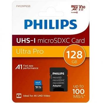 Philips Tarjeta de Memoria MicroSDXC UHS-I Clase 10 128 GB con Adaptador