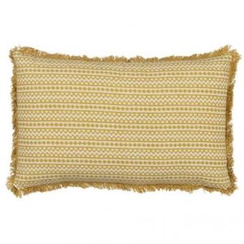 Cojín Decorativo de Algodón Beige y Mostaza 50 x 30 cm - Originalidad Garantizada