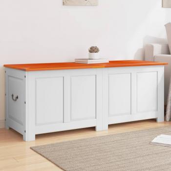 vidaXL Storage Chest with Lid Brown and White Solid Wood Acacia