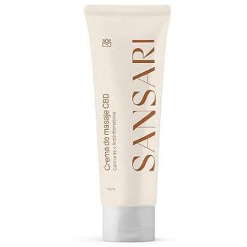SANSARI Crema de Masaje de CBD 100 ml - Propiedades Calmantes y Antiinflamatorias, Ideal para Músculos y Articulaciones, Hidratación y Suavidad en la Piel, Mejora del