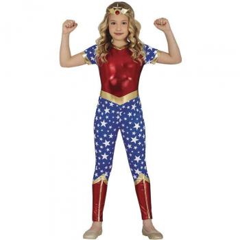 Disfraz de Superheroína Estrella Rojo y Azul para Niña
