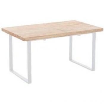 Mesa de comedor extensible Natural roble nordish/blanco 76x140-180x80 cm