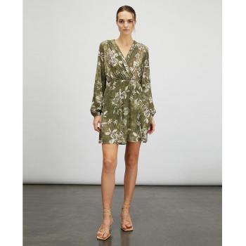 Vestido corto efecto cruzado estampado floral