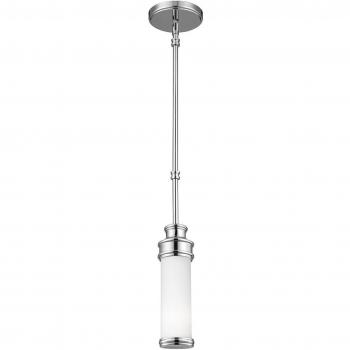 Lámpara colgante Payne, cromo pulido, vidrio opal, IP44, LED para el baño