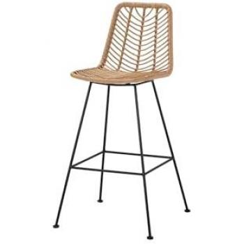 Taburete de Ratán Sintético Natural Negro 53x58x109cm - Adda Home