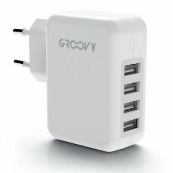 Cargador Pared 4 USB - 4.8A Blanco