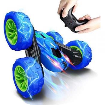 TwobeFit Coche Teledirigido, 2.4 GHz RC Coche Acrobacia Rotación Volteo de 360 Grados, con Batería Recargable, 360° Doble Lado Flexibles Control Remoto de Coche Carrera para niños Regalo
