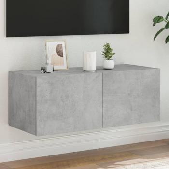 Mueble de TV de pared con luces LED gris hormigón 80x35x31 cm vidaXL