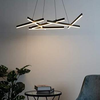 Lámpara de techo LED ajustable de aluminio y acrílico negra - 120 cm - Taranto