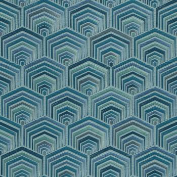 Papel Tapiz Art Deco Azul Teal Texturizado Vinílico Retro para Pegar en la Pared