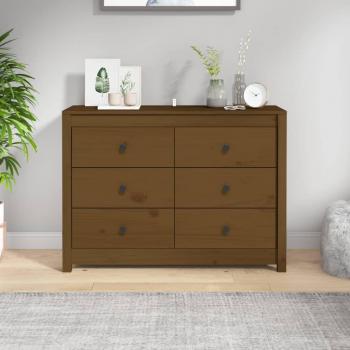 Armario auxiliar de madera maciza de pino 100x40x72 cm marrón miel, mueble de almacenaje para salón, buffet, armario auxiliar y armario de almacenamiento